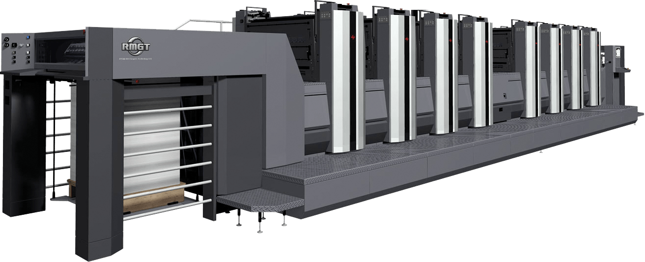 RMGT 970PF (4/4 color perfecting press): True 8-Up Production with One-Pass Perfecting